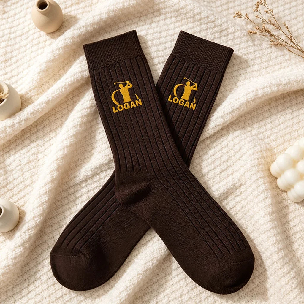 Golf Embroidered Cotton Socks, Personalized Golfer Keepsake, Creative Gift for Dad, Husband or Friend