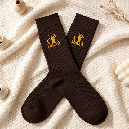 Golf Embroidered Cotton Socks, Personalized Golfer Keepsake, Creative Gift for Dad, Husband or Friend