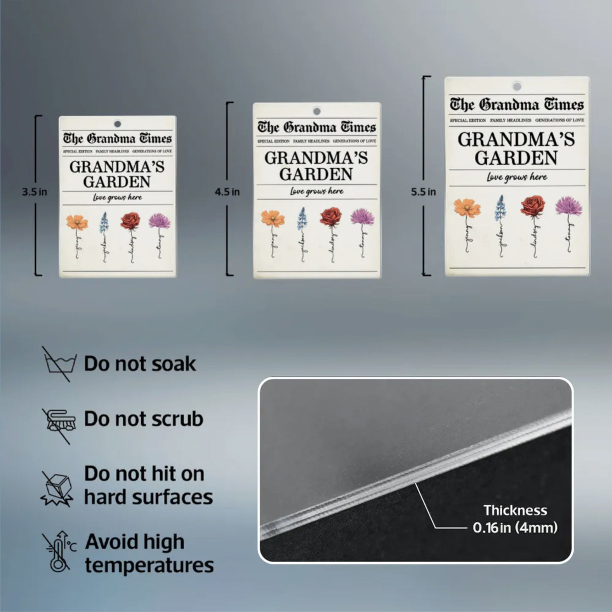 Grandma’s Garden Acrylic Ornament – Newspaper-Inspired Design, A Heartfelt Gift Where Love Grows