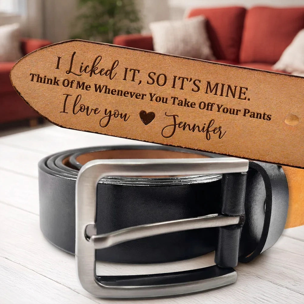 Personalized Leather Belt With Funny Love Quote For Husband Boyfriend, Sleek Buckle Daily Wear, Unique Gift