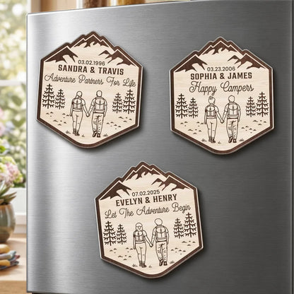 Personalized Acrylic Magnet, Adventure Partners for Life, Vintage Mountain Creative Gift for Couples