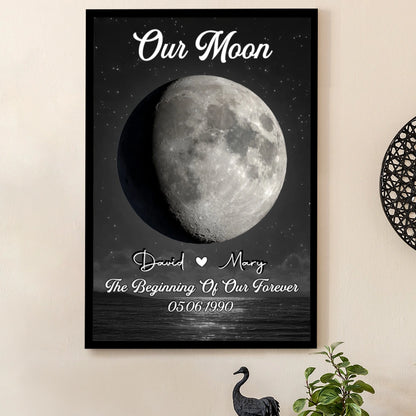 Personalized Our Moon Poster Custom Night Sky Wall Art, Romantic Keepsake Decor, Unique Gift for Couple