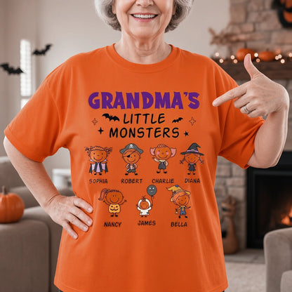 Grandma's Little Monsters Classic Tee, Custom Kids Doodle Shirt, Creative Gift For Grandma