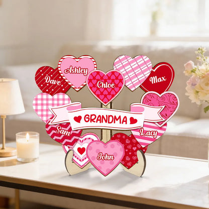 Grandma Sweethearts Acrylic Car Hanger, Personalized Heart Mirror Charm for Daily Smiles, Thoughtful Gift for Grandma