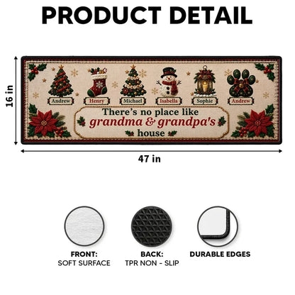 Personalized Standard Doormat, There's No Place Like Grandma & Grandpa's House, Creative Gift for Grandparents