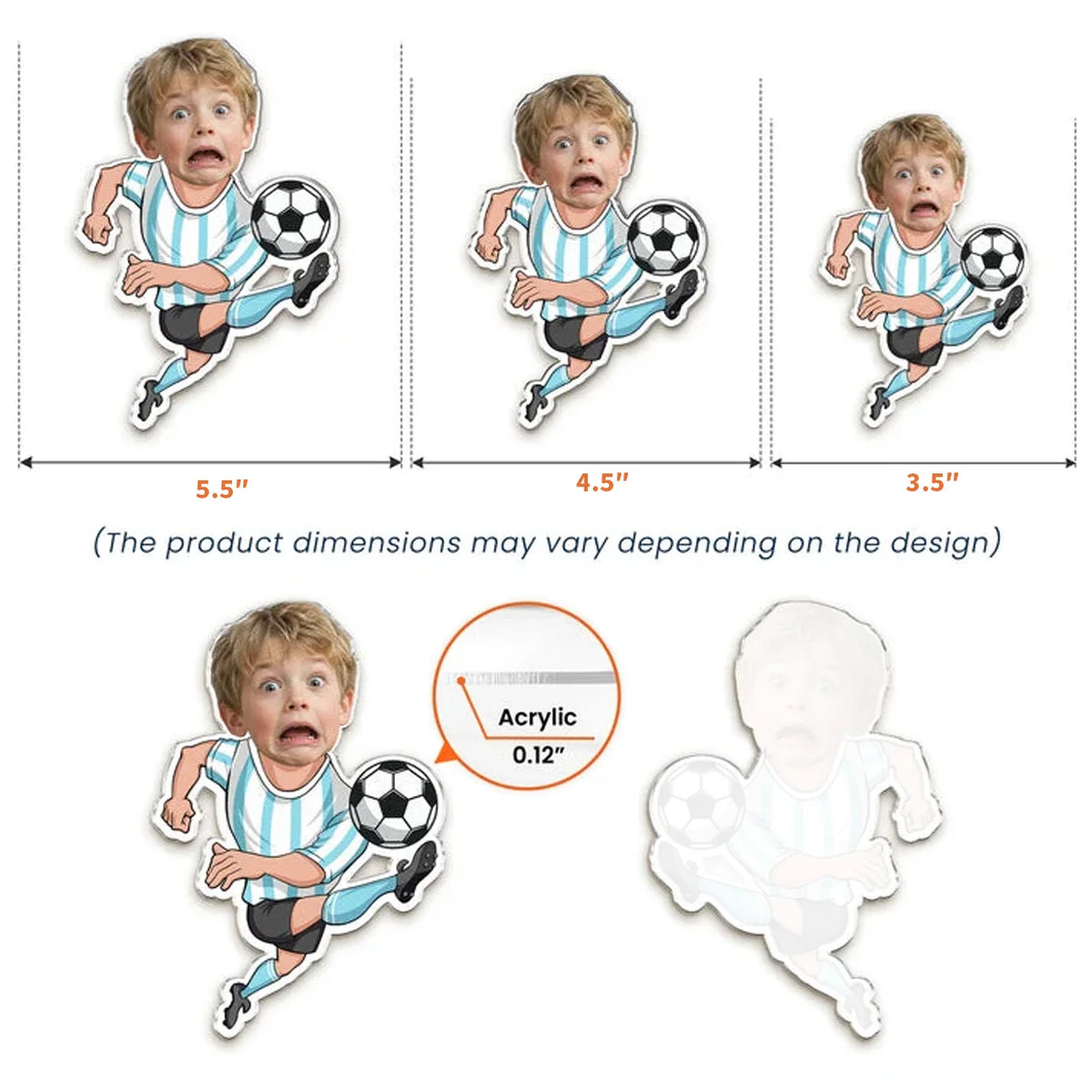 Personalized Soccer Kid Acrylic Magnet, Custom Face Player Fridge Decor, Unique Gift for Young Athletes