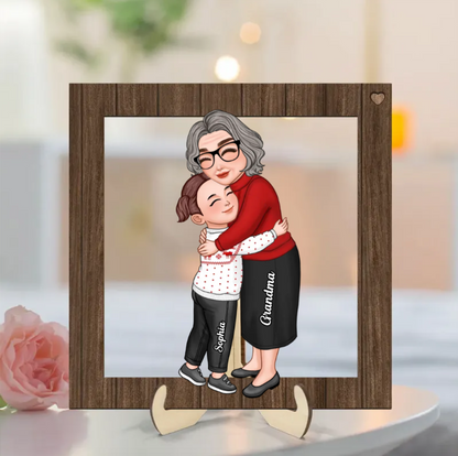 Cute Grandma & Grandkid Hugging - Gift For Grandkids & Grandma - Personalized Acrylic Ornament