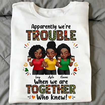 Personalized Classic Tee With Winking Friends & Tribal Lettering, Unique Gift For Close Friends