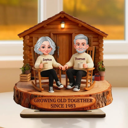 Personalized Acrylic Light Box Cabin Couple Rocking Chairs Warm Glow Keepsake, Unique Gift for Couples