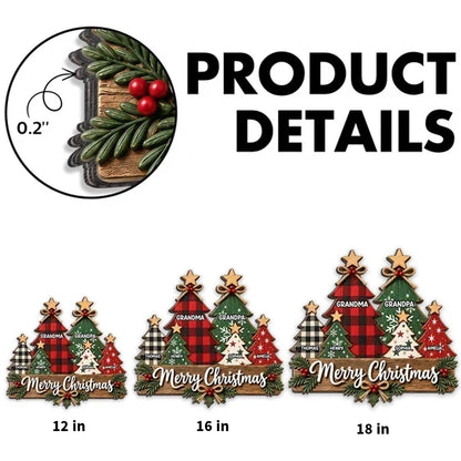 Personalized Wooden Sign, Rustic Christmas Trees for Grandparents, Unique Family Gift and Front Door Decor