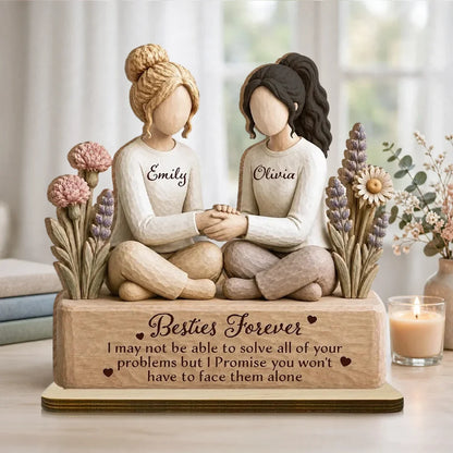 Friendship Quote 2-Layer Wooden Plaque, Warm Floral Scene, Creative Personalized Gift for a Close Friend