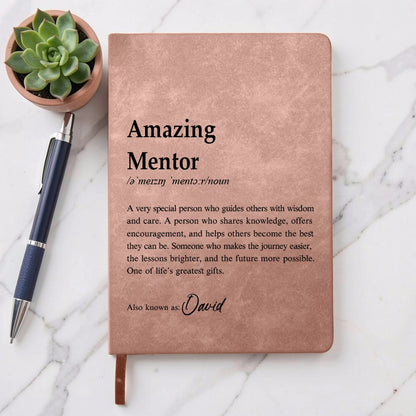Personalized Leather Journal with Dictionary Style Difference Maker Quote, Unique Gift for Teacher or Mentor
