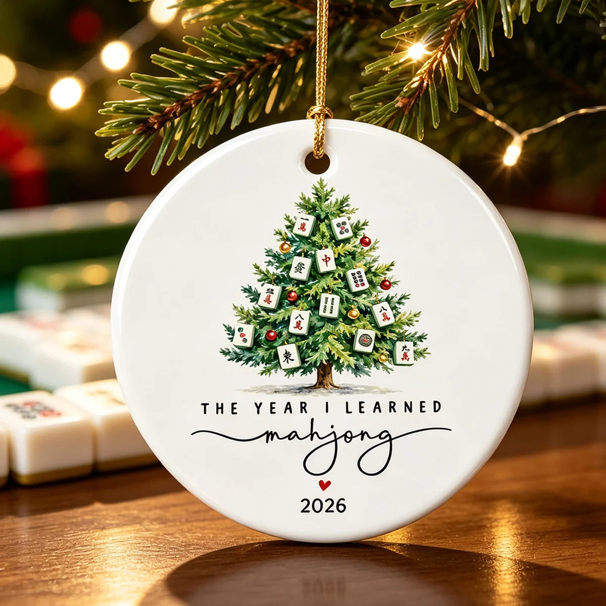 Personalized Ceramic Ornament, The Year I Learned Mahjong Keepsake, Creative Gift for Mahjong Friends