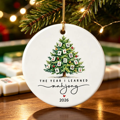 Personalized Ceramic Ornament, The Year I Learned Mahjong Keepsake, Creative Gift for Mahjong Friends
