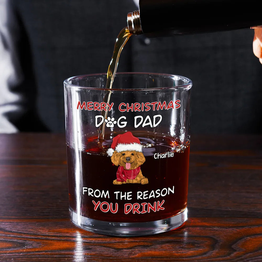 Personalized Dog Dad Whiskey Glasses, Funny Christmas Gift from the Dogs