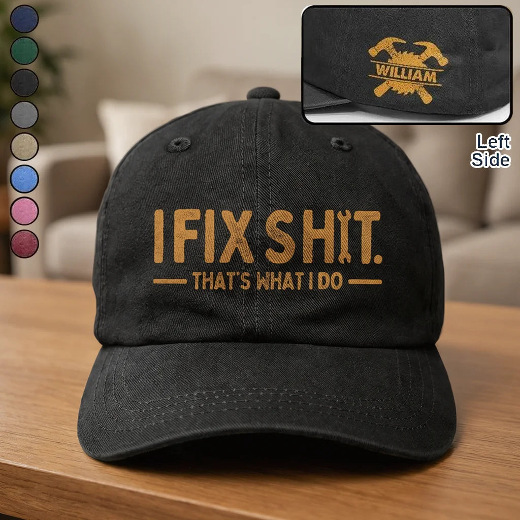Unstructured Washed Cotton Cap, Fix It Humor, Vintage Black Style, Unique Creative Gift