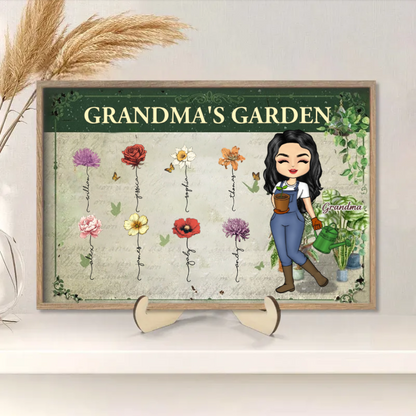 Grandma's Custom Garden: Personalized Grandchildren Flower Art Poster, Canvas, Ornament, and Metal Sign – Perfect for Home Decor or Gift