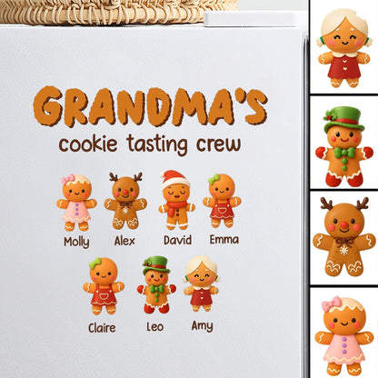 Personalized Grandma's Cookie Tasting Crew Sticker Decal, Colorful Kitchen Decor, Unique Christmas Gift for Grandma