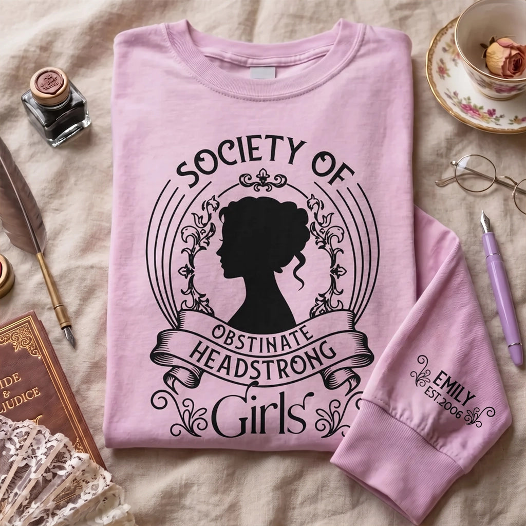 Dual Print Sweatshirt, Personalized Vintage Silhouette Design, Unique Gift for Jane Austen Fans