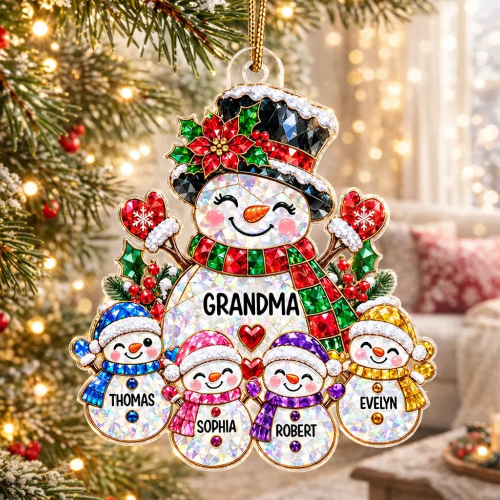 Grandma's Little Snowmen Personalized Acrylic Ornament, Heartwarming Family Keepsake, Creative Christmas Gift for Grandma