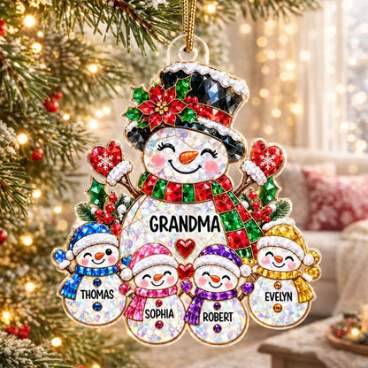 Grandma's Little Snowmen Personalized Acrylic Ornament, Heartwarming Family Keepsake, Creative Christmas Gift for Grandma