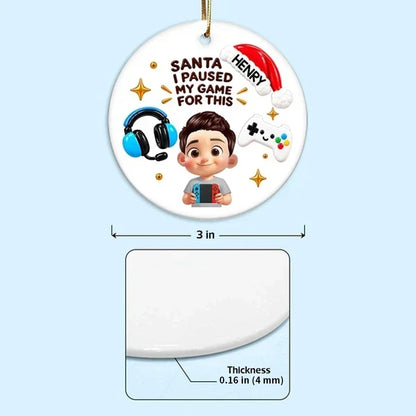 Personalized Ceramic Ornament, Cartoon Gamer Holding Controller by Christmas Tree, Unique Gift for Young Gamers