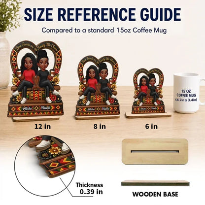 Personalized 2-Layer Wooden Plaque with Sitting Friends & Coffee, Unique Creative Gift for Friend