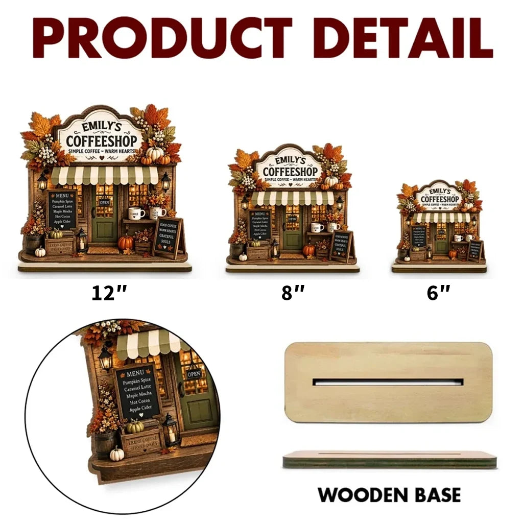 2-Layer Wooden Plaque, Personalized Warm Hearts Coffee Shop Decor, Creative Gift for Family & Friends