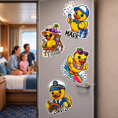 Personalized Acrylic Magnet, Surfing Duck Cruise Door Sign, Unique Creative Gift for Family Vacation