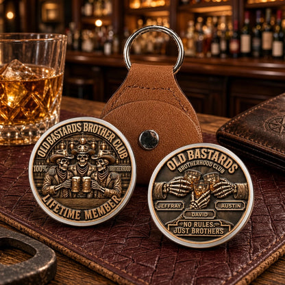 Personalized Pocket Hug with Toasting Skeleton Cowboys in a Rustic Bar, Unique Keepsake Gift for Brother