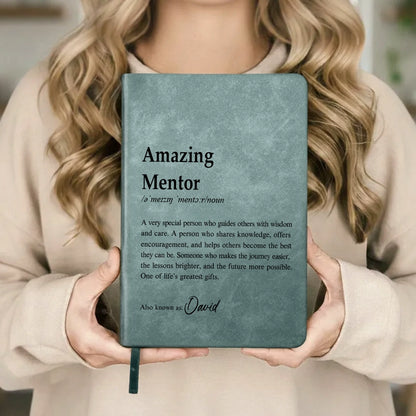 Personalized Leather Journal with Dictionary Style Difference Maker Quote, Unique Gift for Teacher or Mentor