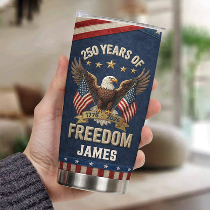 USA 250th Anniversary Insulated Travel Tumbler Patriotic Eagle & Flags Design Unique Gift for Veterans, Dad, or Him