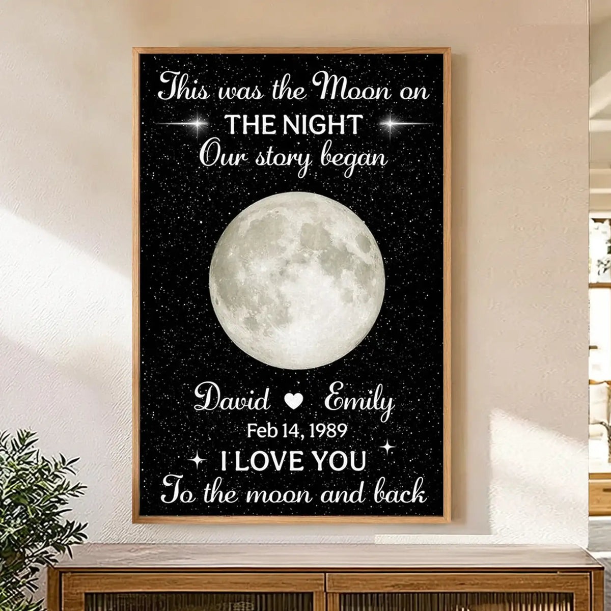 Personalized Moon Poster, Starry Night Love Story, Unique Gift for Couple With To the Moon and Back