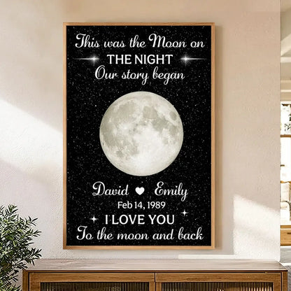Personalized Moon Poster, Starry Night Love Story, Unique Gift for Couple With To the Moon and Back