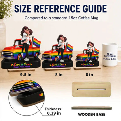 Personalized 2-Layer Wooden Plaque, LGBT Couple Rainbow Truck, Unique Gift for Couple, Pride Decor