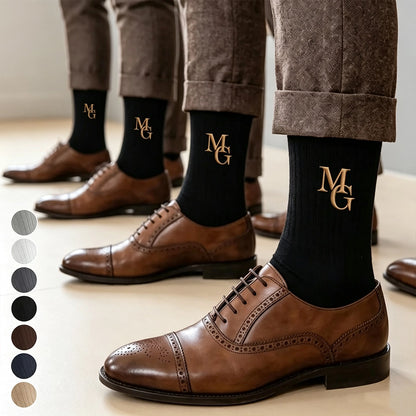 Personalized Embroidered Socks, Monogram Wedding Party Unique Gift for Groomsmen in Dress Shoes