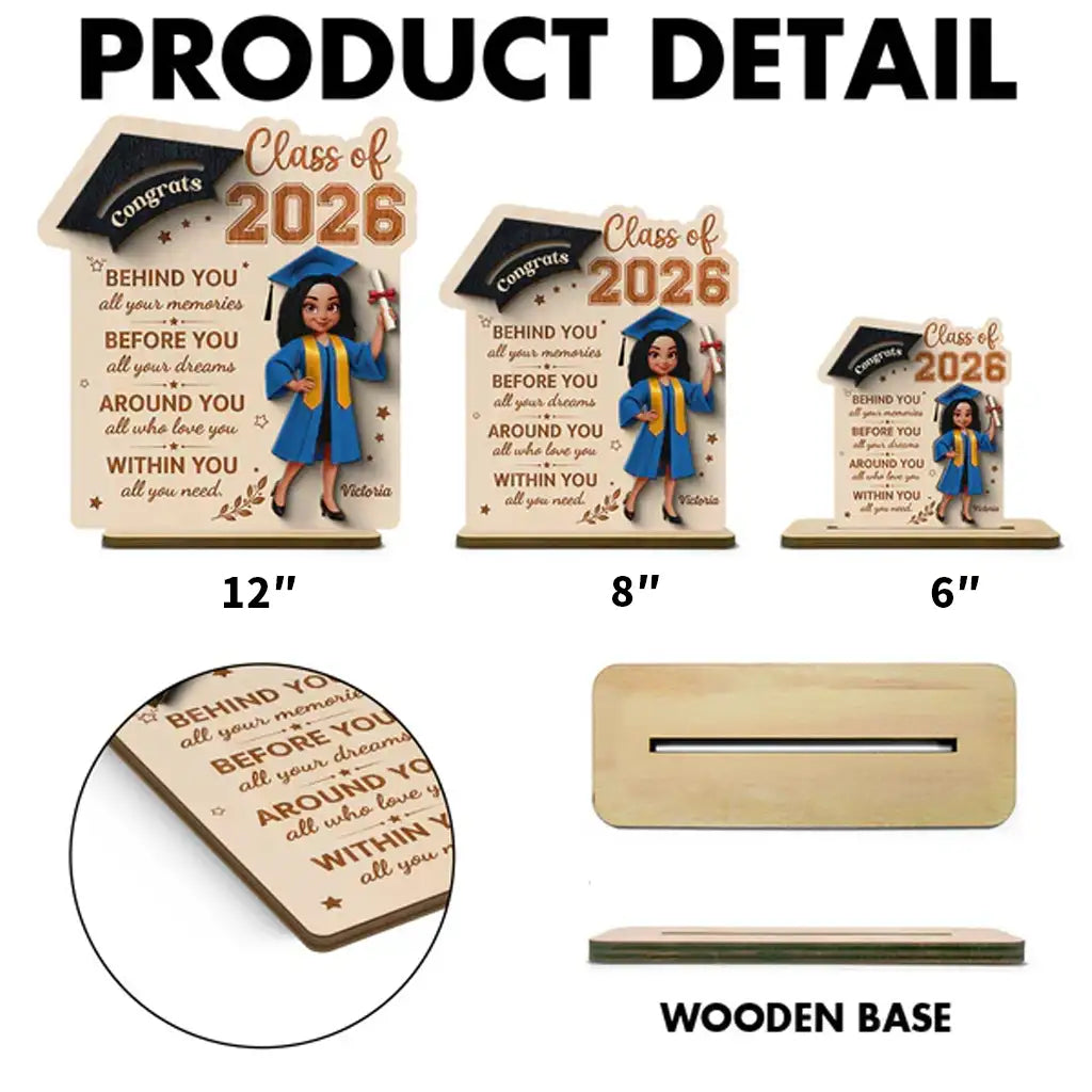 Custom 2-Layer Wooden Plaque With Graduation Cap, Heartfelt Quote Creative Gift For Graduate