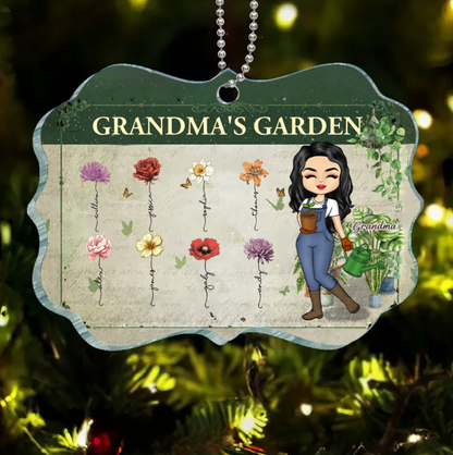 Grandma's Custom Garden: Personalized Grandchildren Flower Art Poster, Canvas, Ornament, and Metal Sign – Perfect for Home Decor or Gift