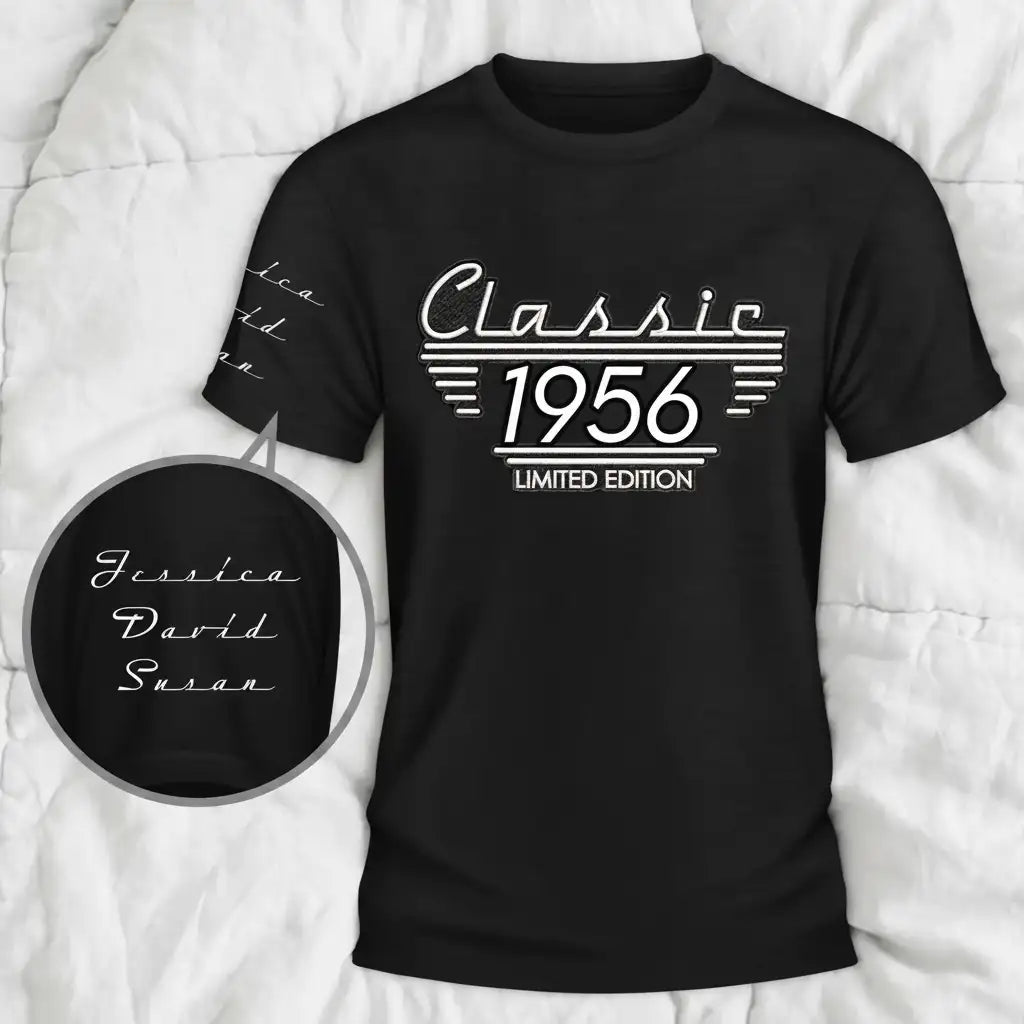 Custom Dual Print Classic Tee with Vintage Black & White Style, Creative Gift for Him with a Personal Touch