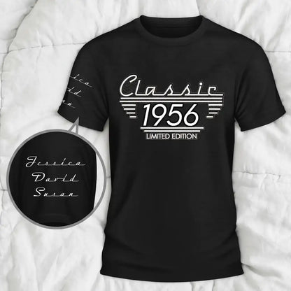 Custom Dual Print Classic Tee with Vintage Black & White Style, Creative Gift for Him with a Personal Touch