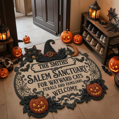 Personalized Shaped Doormat, Whimsical Cat Sanctuary Welcome, Creative Gift for Cat Lovers