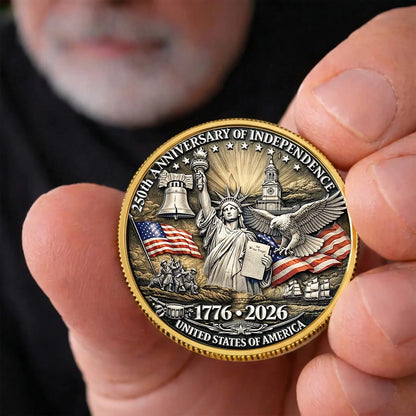 Personalized Patriotic Alloy Keepsake Coin with Eagle & Flag Backdrop, Unique Gift for Dad