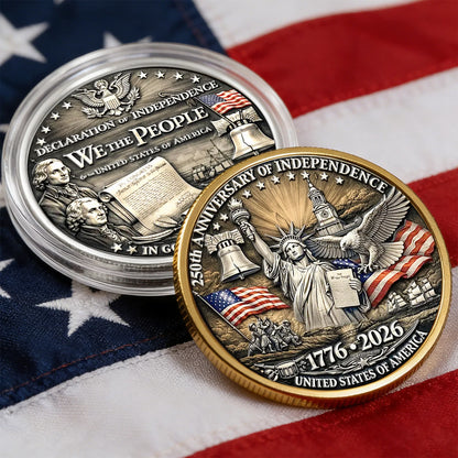 Personalized Patriotic Alloy Keepsake Coin with Eagle & Flag Backdrop, Unique Gift for Dad