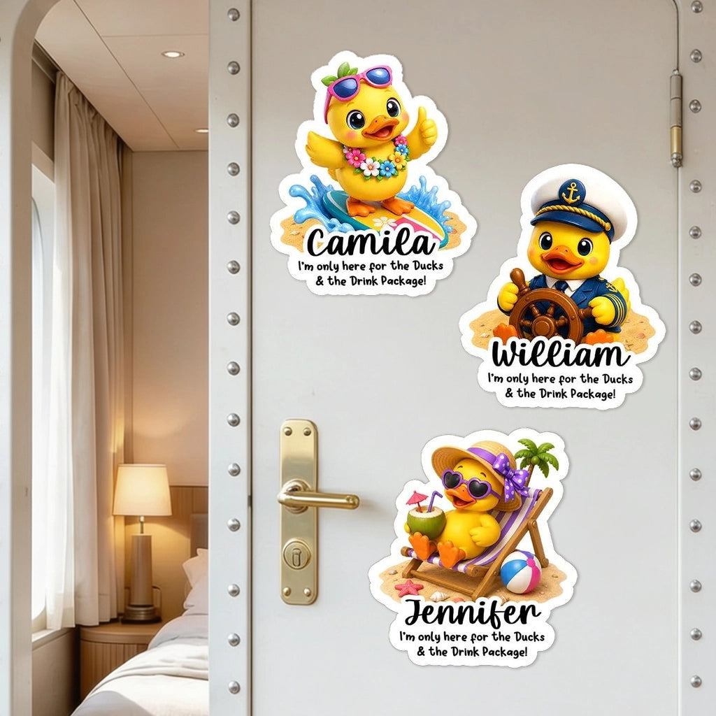 I'm Only Here for the Ducks Personalized Acrylic Magnet, Captain Duck Humor and Creative Gift for Cruise Fans