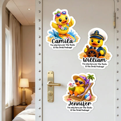 I'm Only Here for the Ducks Personalized Acrylic Magnet, Captain Duck Humor and Creative Gift for Cruise Fans