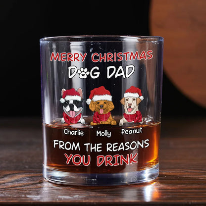 Personalized Dog Dad Whiskey Glasses, Funny Christmas Gift from the Dogs