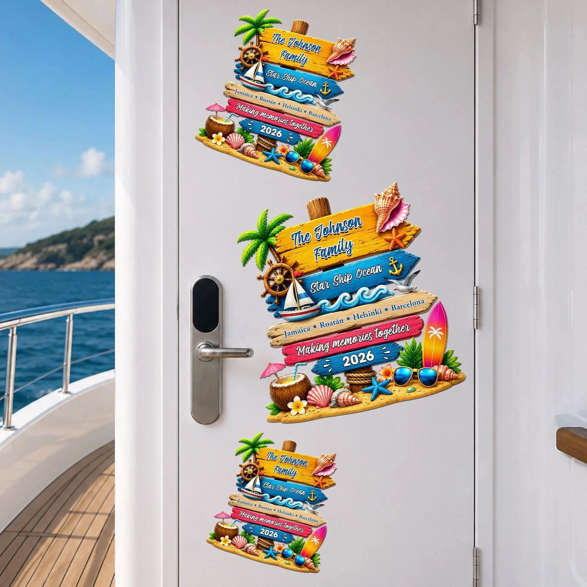 Personalized Acrylic Magnet, Tropical Cruise Door Sign for Family Travelers, Unique Vacation Gift