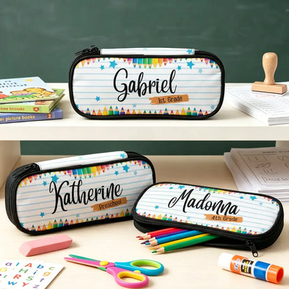 Personalized Pencil Case, Colorful School Design, Unique Back To School Gift For Kids