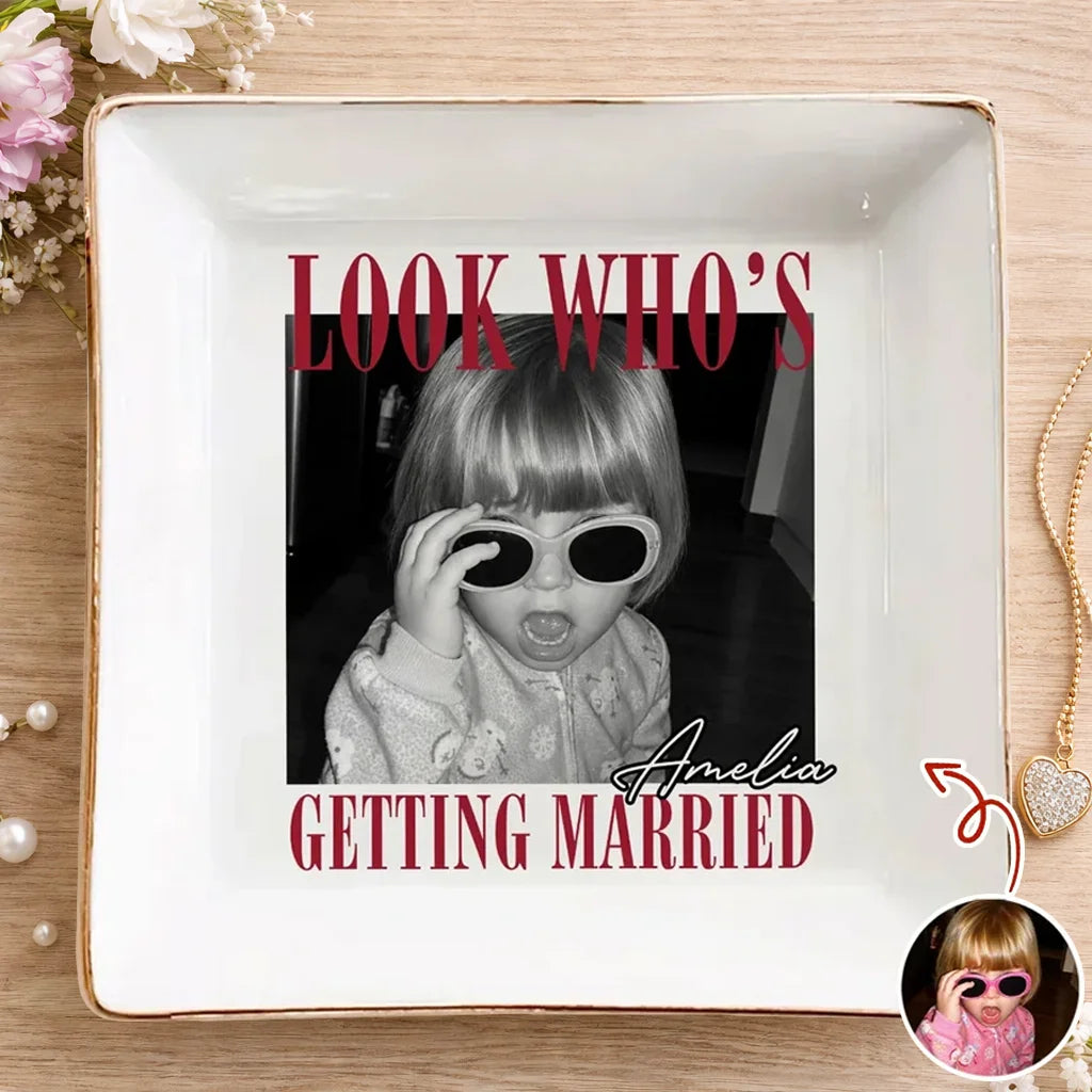 Personalized Black & White Sticker Decal, Look Who's Getting Married Car Window, Unique Gift for Bride To Be