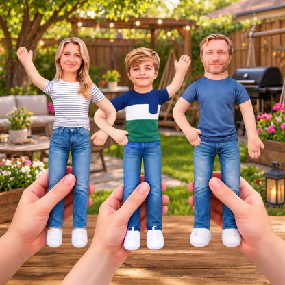 Personalized Photo Squishy Plush Doll, Waving Family Portrait, Unique Gift for Mom, Dad & Kids